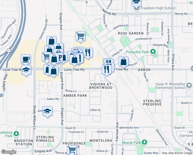 map of restaurants, bars, coffee shops, grocery stores, and more near 2404 Boulder Street in Brentwood