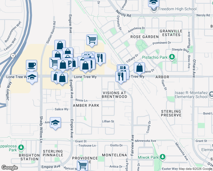 map of restaurants, bars, coffee shops, grocery stores, and more near 2409 Boulder Street in Brentwood