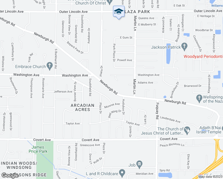 map of restaurants, bars, coffee shops, grocery stores, and more near 7110 Newburgh Road in Evansville