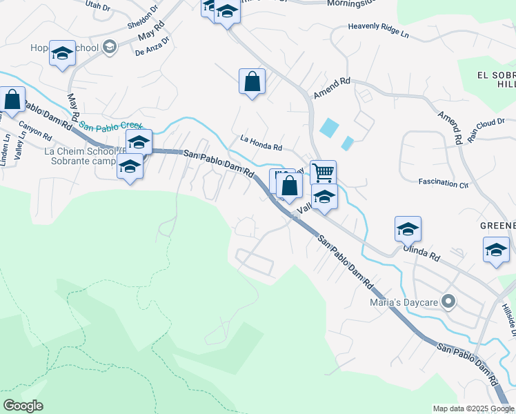 map of restaurants, bars, coffee shops, grocery stores, and more near 5312 Ridgeview Circle in El Sobrante