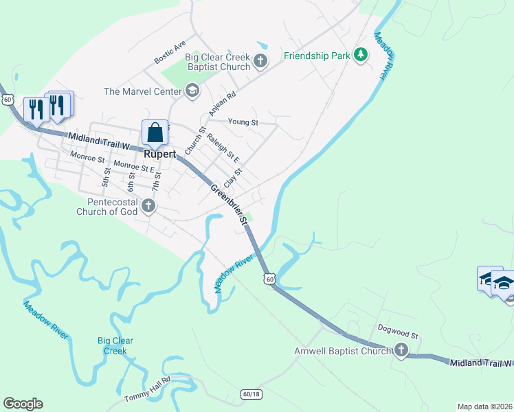 map of restaurants, bars, coffee shops, grocery stores, and more near 162 11th St in Rupert