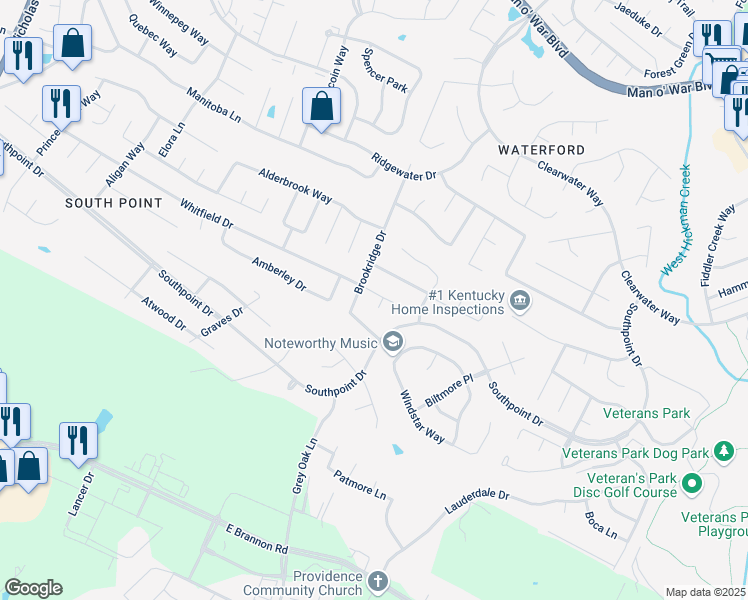 map of restaurants, bars, coffee shops, grocery stores, and more near 4401 Whitfield Circle in Lexington