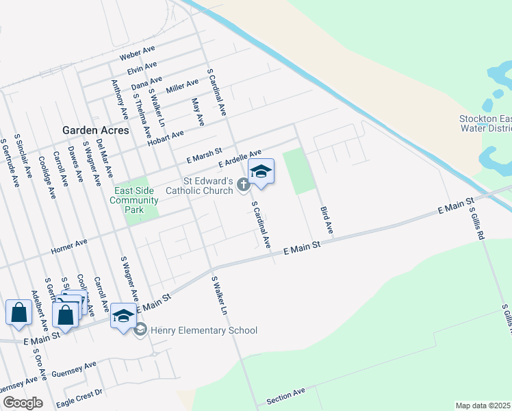 map of restaurants, bars, coffee shops, grocery stores, and more near 840 Cardinal Avenue in Stockton
