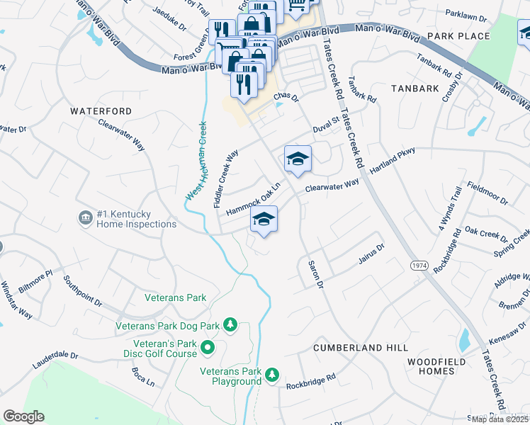 map of restaurants, bars, coffee shops, grocery stores, and more near 4334 Clearwater Way in Lexington