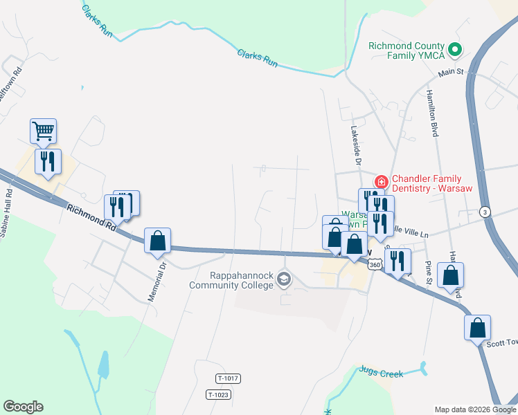 map of restaurants, bars, coffee shops, grocery stores, and more near 240 Lee Ave in Warsaw