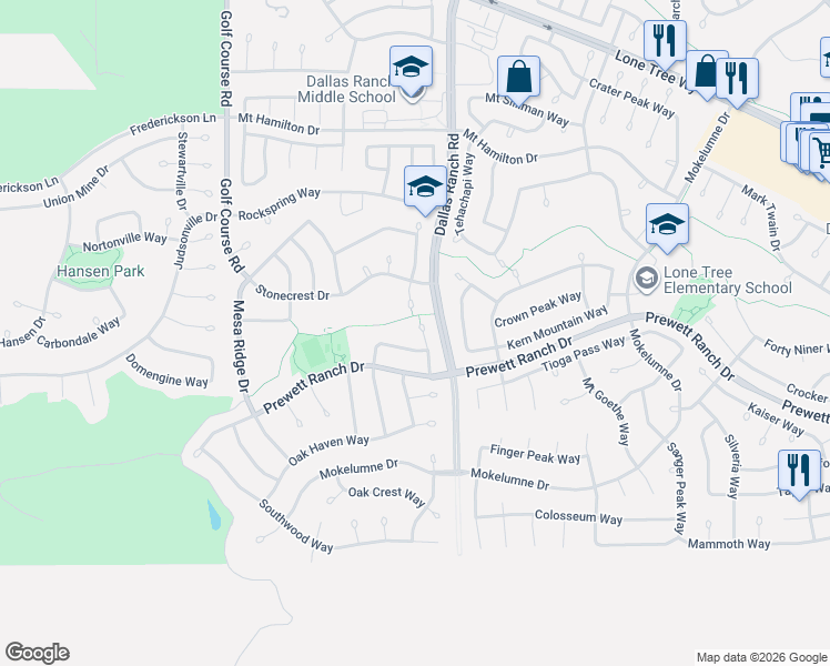 map of restaurants, bars, coffee shops, grocery stores, and more near 1426 Stoney Gorge Way in Antioch
