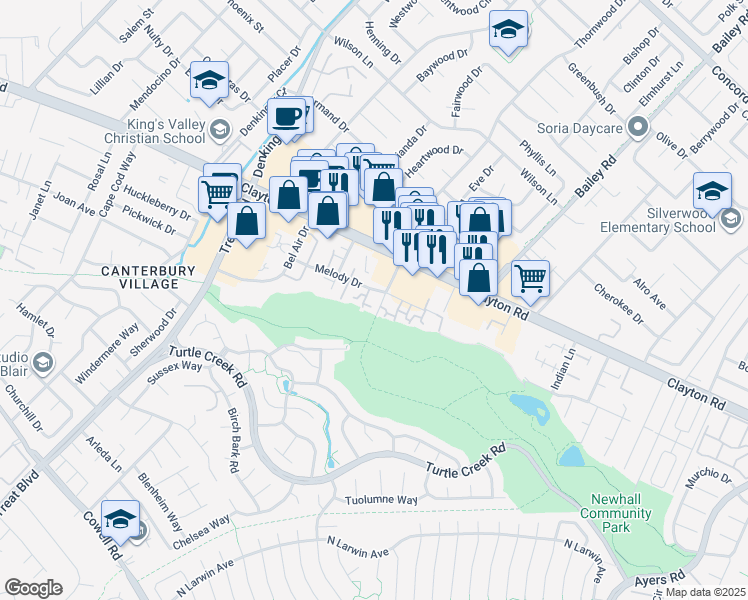 map of restaurants, bars, coffee shops, grocery stores, and more near 1459 Wharton Way in Concord