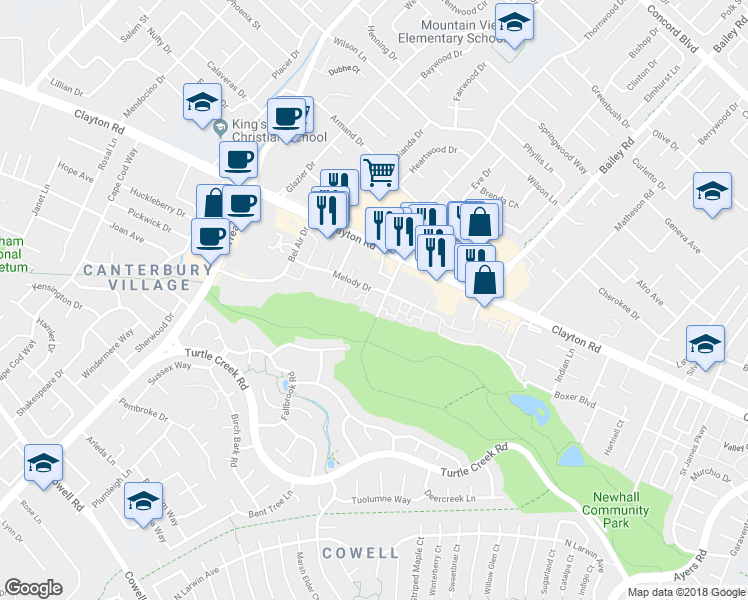 map of restaurants, bars, coffee shops, grocery stores, and more near 1459 Wharton Way in Concord