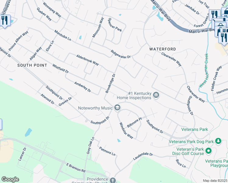 map of restaurants, bars, coffee shops, grocery stores, and more near 4401 Whitfield Circle in Lexington