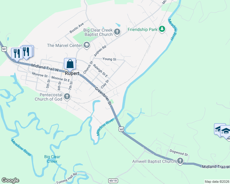 map of restaurants, bars, coffee shops, grocery stores, and more near 162 11th St in Rupert