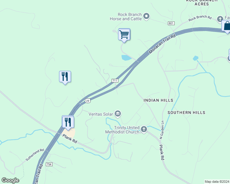 map of restaurants, bars, coffee shops, grocery stores, and more near 4363 Burton Road in North Garden