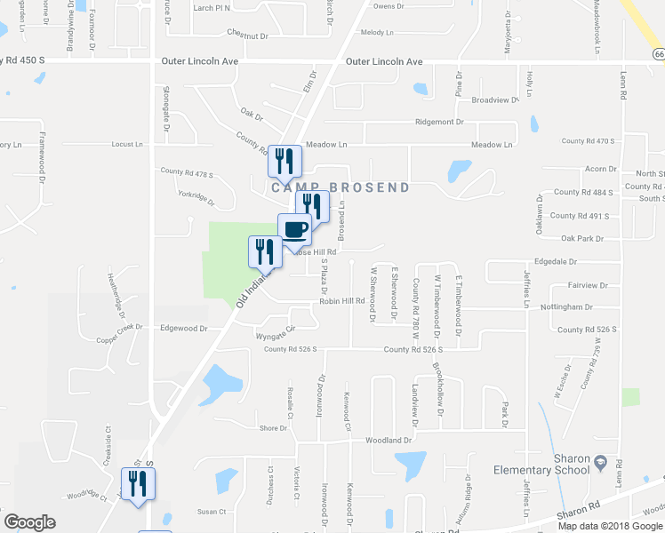 map of restaurants, bars, coffee shops, grocery stores, and more near 5024 South Plaza Drive in Newburgh