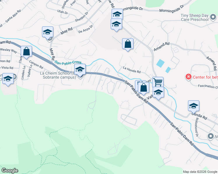 map of restaurants, bars, coffee shops, grocery stores, and more near 119 Del Valle Circle in El Sobrante