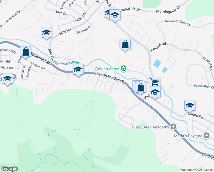 map of restaurants, bars, coffee shops, grocery stores, and more near 119 Del Valle Circle in El Sobrante