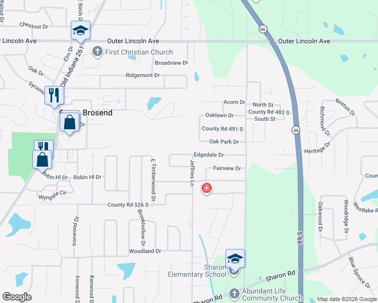 map of restaurants, bars, coffee shops, grocery stores, and more near 7500 Edgedale Drive in Newburgh