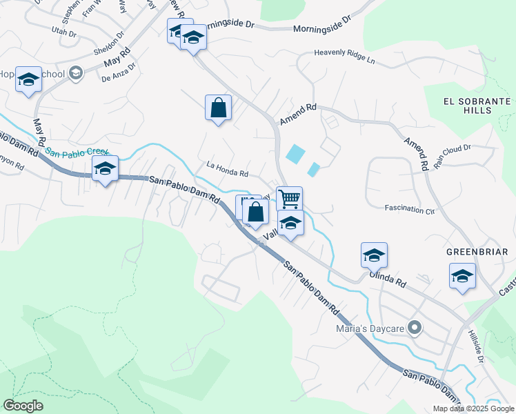 map of restaurants, bars, coffee shops, grocery stores, and more near 5322 D Avila Way in El Sobrante