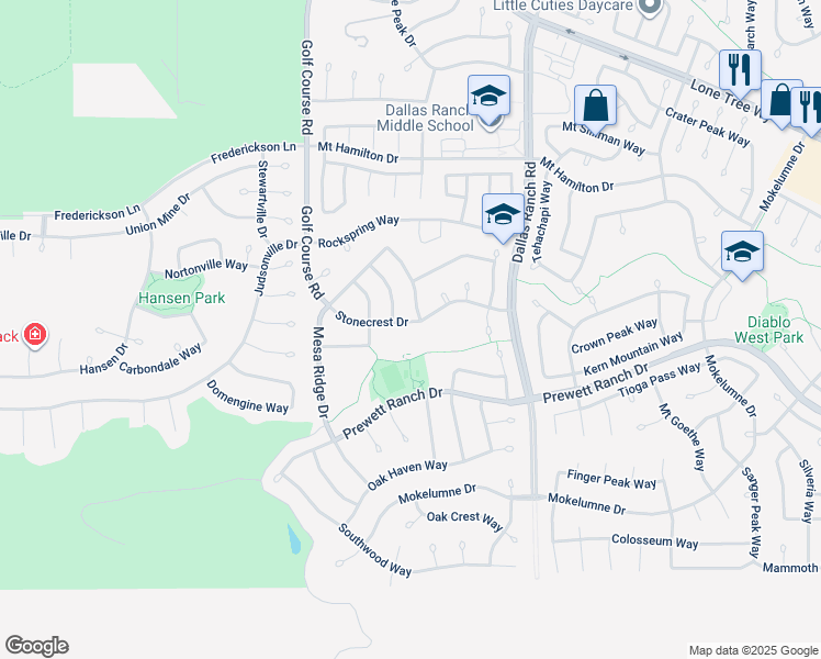 map of restaurants, bars, coffee shops, grocery stores, and more near 1071 Stonecrest Drive in Antioch