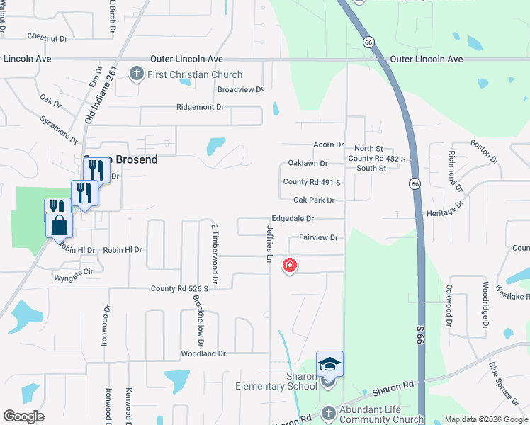 map of restaurants, bars, coffee shops, grocery stores, and more near 7500 Edgedale Drive in Newburgh