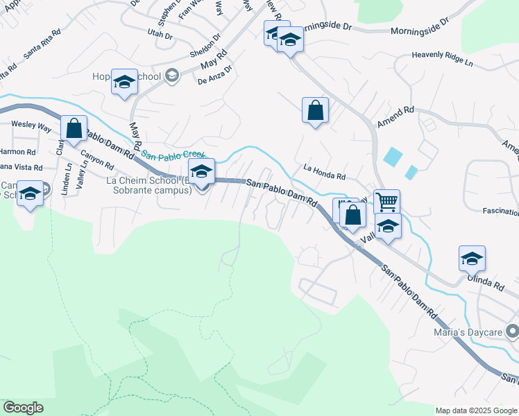 map of restaurants, bars, coffee shops, grocery stores, and more near 119 Del Valle Circle in El Sobrante