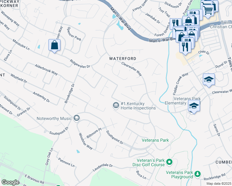 map of restaurants, bars, coffee shops, grocery stores, and more near 693 Emmett Creek Lane in Lexington