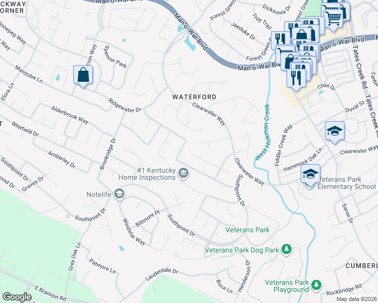 map of restaurants, bars, coffee shops, grocery stores, and more near 701 Pinnacle Court in Lexington
