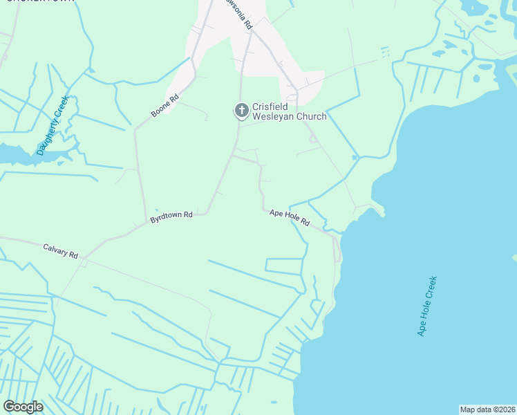 map of restaurants, bars, coffee shops, grocery stores, and more near 2900 Ape Hole Road in Crisfield