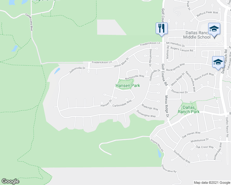 map of restaurants, bars, coffee shops, grocery stores, and more near 5121 Hansen Drive in Antioch