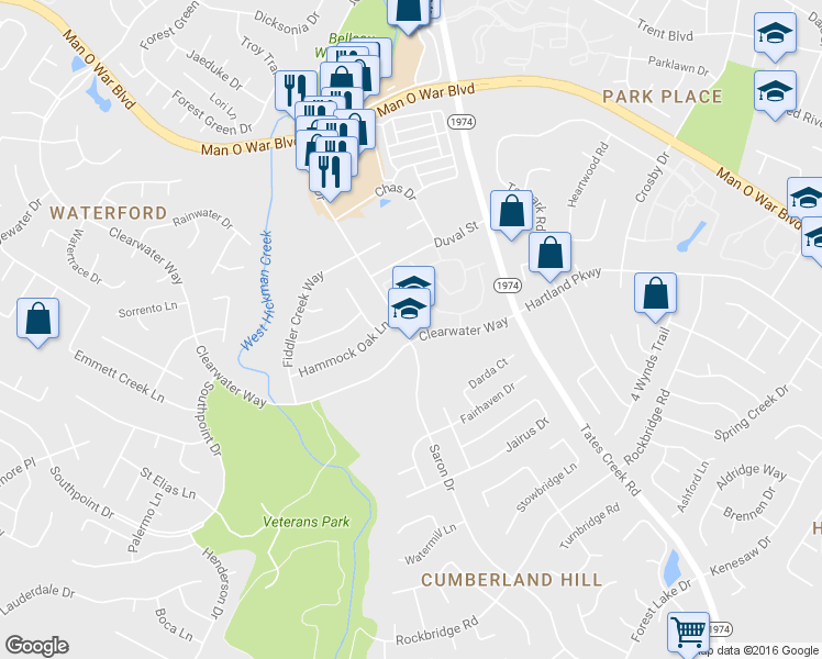 map of restaurants, bars, coffee shops, grocery stores, and more near 4384 Clearwater Way in Lexington