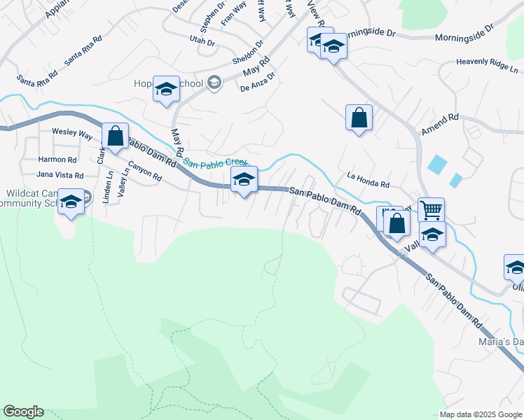 map of restaurants, bars, coffee shops, grocery stores, and more near 117 Pheasant Lane in El Sobrante