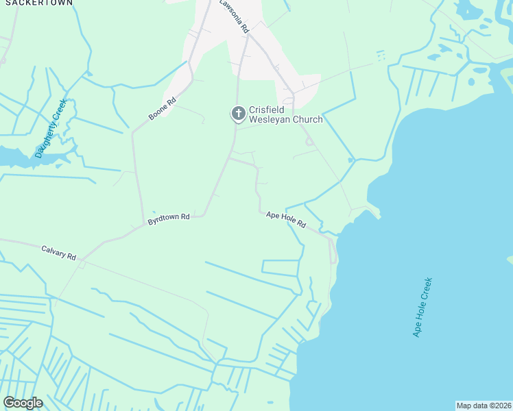 map of restaurants, bars, coffee shops, grocery stores, and more near 2900 Ape Hole Road in Crisfield