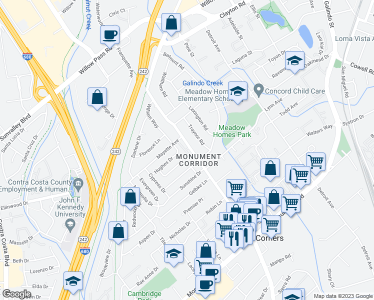 map of restaurants, bars, coffee shops, grocery stores, and more near 1316 Tapestry Lane in Concord