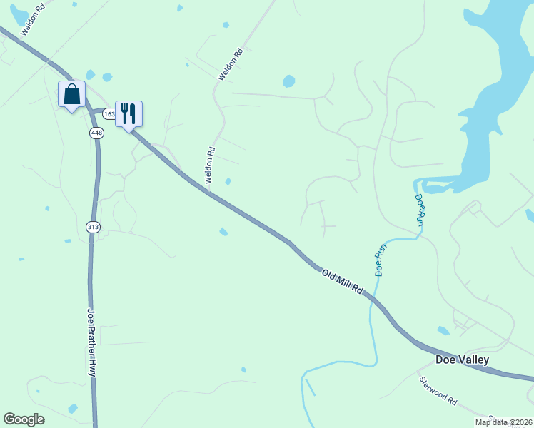 map of restaurants, bars, coffee shops, grocery stores, and more near 670 Old Mill Road in Brandenburg