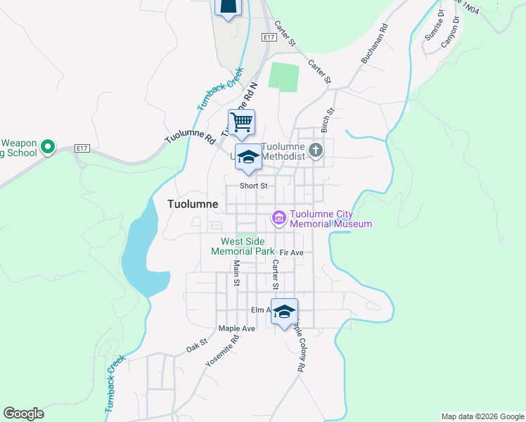 map of restaurants, bars, coffee shops, grocery stores, and more near 18418 Chestnut Avenue in Tuolumne
