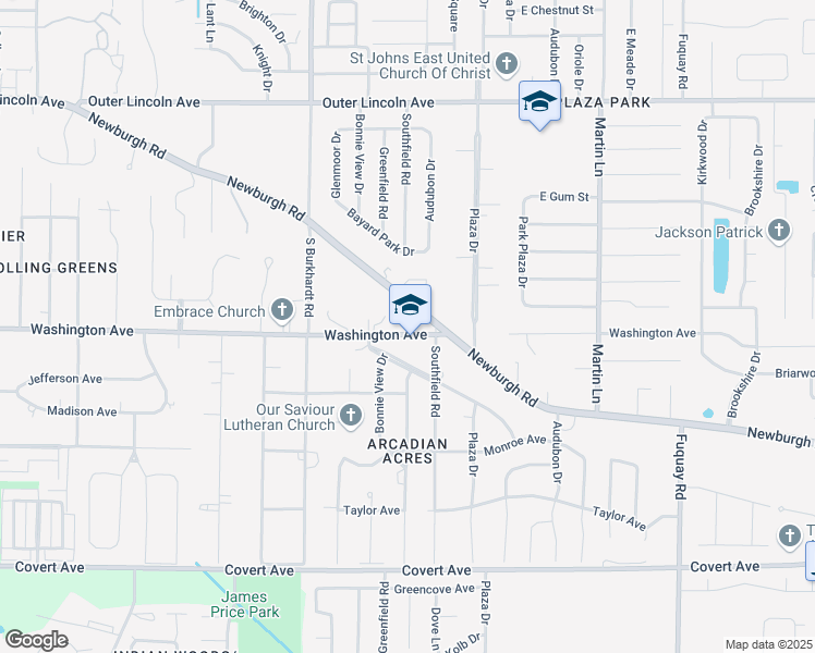 map of restaurants, bars, coffee shops, grocery stores, and more near in Evansville