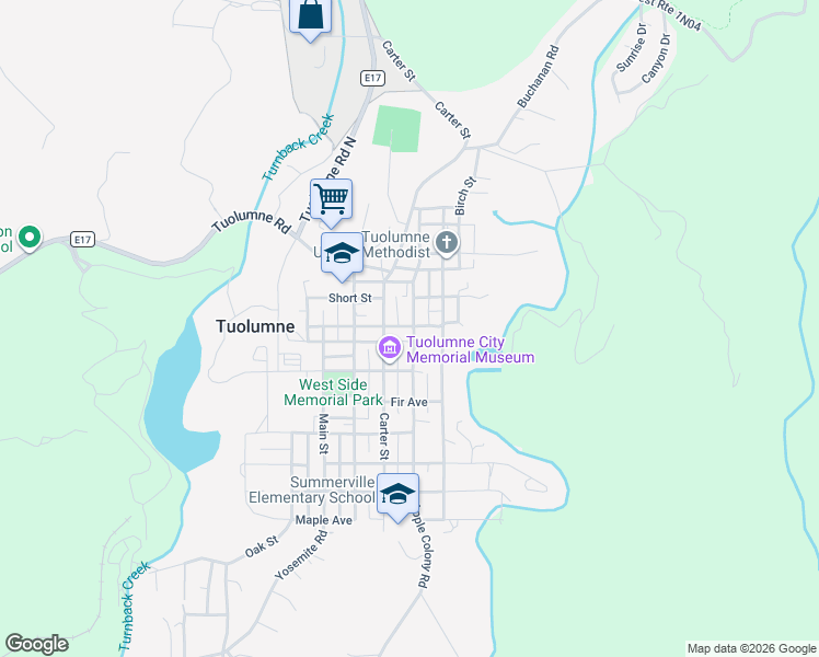 map of restaurants, bars, coffee shops, grocery stores, and more near 18692 Madrone Street in Tuolumne