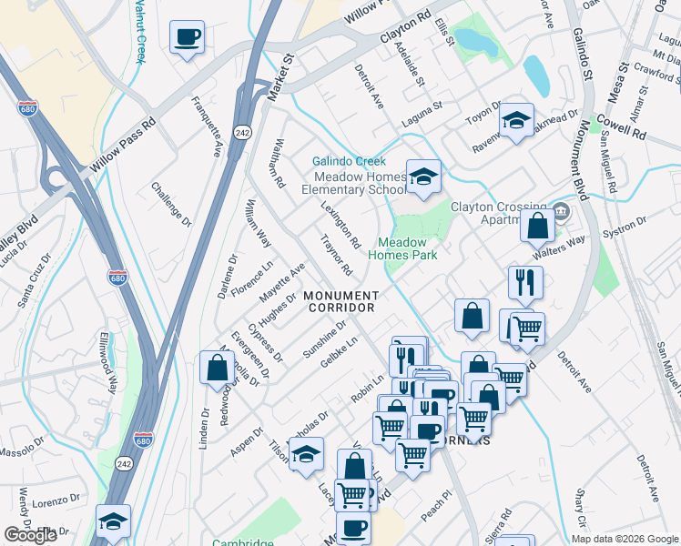 map of restaurants, bars, coffee shops, grocery stores, and more near in Concord