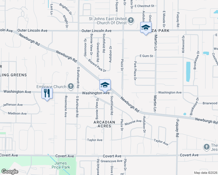 map of restaurants, bars, coffee shops, grocery stores, and more near 6799 La Charmant in Evansville