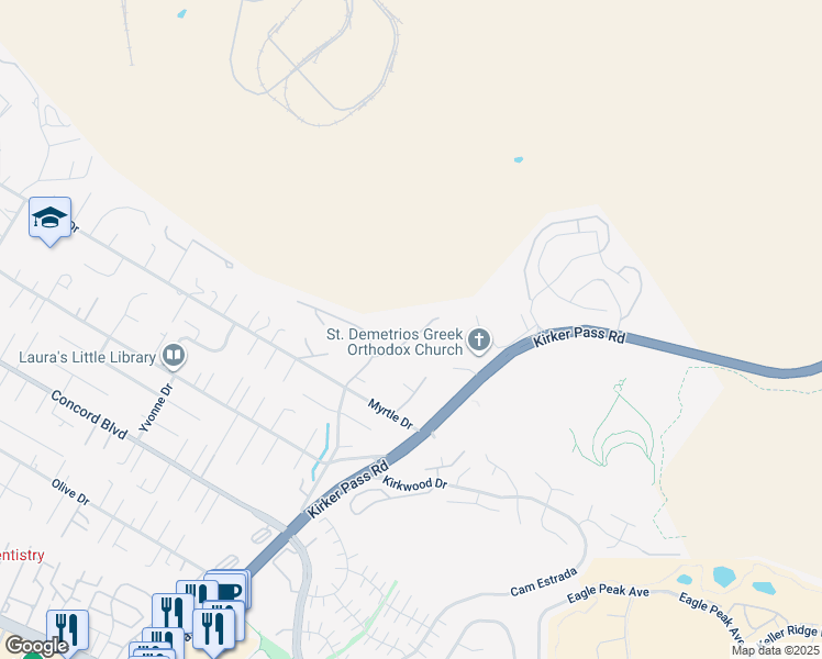 map of restaurants, bars, coffee shops, grocery stores, and more near 1975 Holly Creek Place in Concord