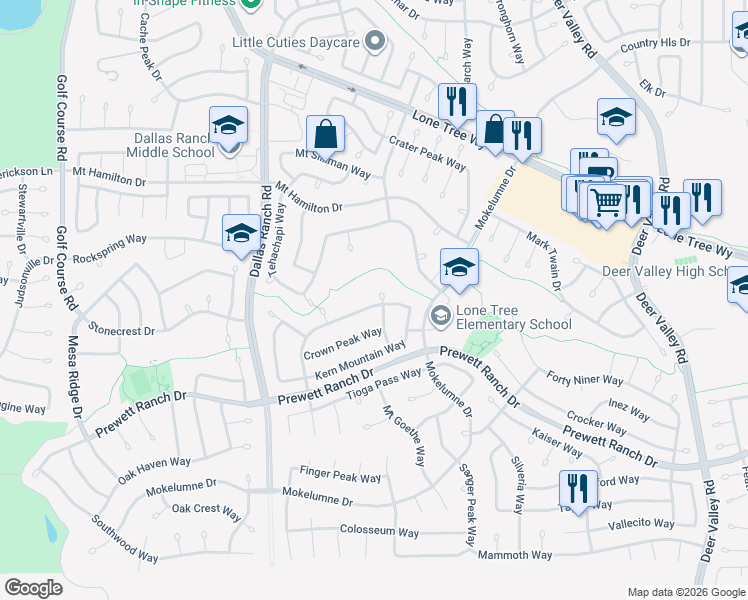 map of restaurants, bars, coffee shops, grocery stores, and more near 1903 Kelsey Peak Court in Antioch