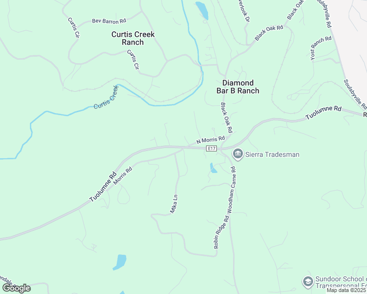map of restaurants, bars, coffee shops, grocery stores, and more near 16198 Tuolumne Road in Sonora