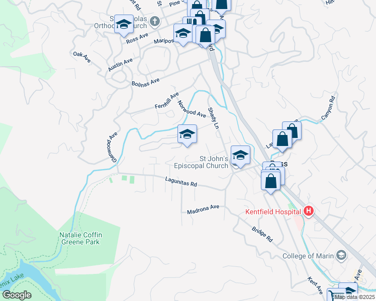map of restaurants, bars, coffee shops, grocery stores, and more near in Ross