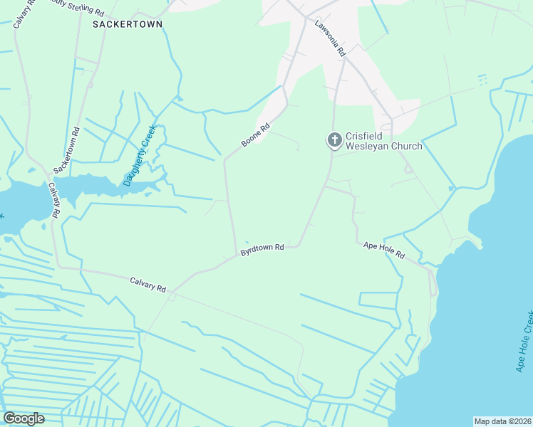 map of restaurants, bars, coffee shops, grocery stores, and more near 2896 Byrdtown Road in Crisfield