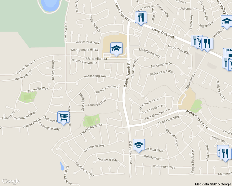 map of restaurants, bars, coffee shops, grocery stores, and more near 5027 Hollow Ridge Way in Antioch