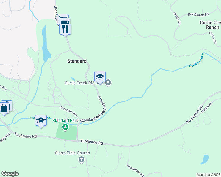 map of restaurants, bars, coffee shops, grocery stores, and more near 18755 Standard Road in Sonora