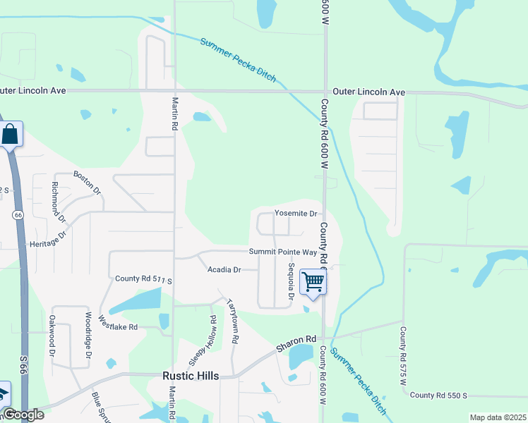 map of restaurants, bars, coffee shops, grocery stores, and more near 6200 Yosemite Drive in Newburgh