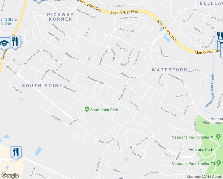 map of restaurants, bars, coffee shops, grocery stores, and more near 4300 Crescent Springs Court in Lexington