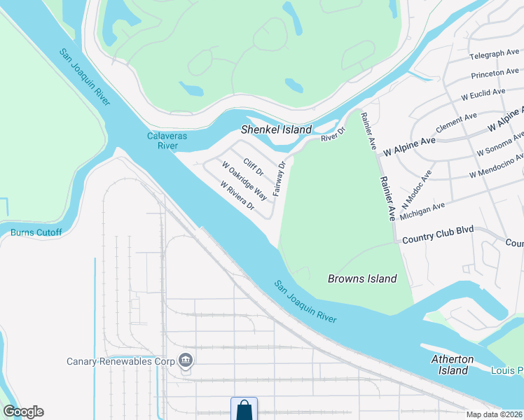 map of restaurants, bars, coffee shops, grocery stores, and more near 4129 West Riviera Drive in Stockton