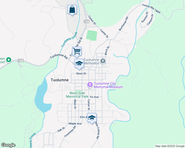 map of restaurants, bars, coffee shops, grocery stores, and more near 18485 Gardner Avenue in Tuolumne