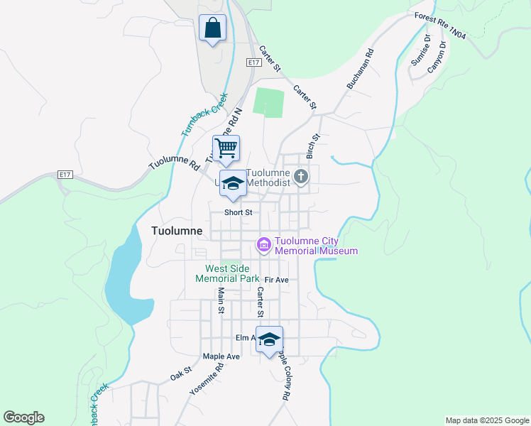 map of restaurants, bars, coffee shops, grocery stores, and more near 18485 Gardner Avenue in Tuolumne