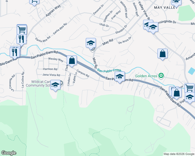 map of restaurants, bars, coffee shops, grocery stores, and more near 2305 Greenridge Drive in Richmond